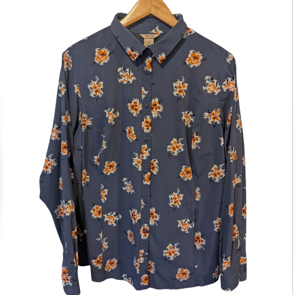 Duluth Trading Co Floral Print Long Sleeve Button Down Shirt Size XL